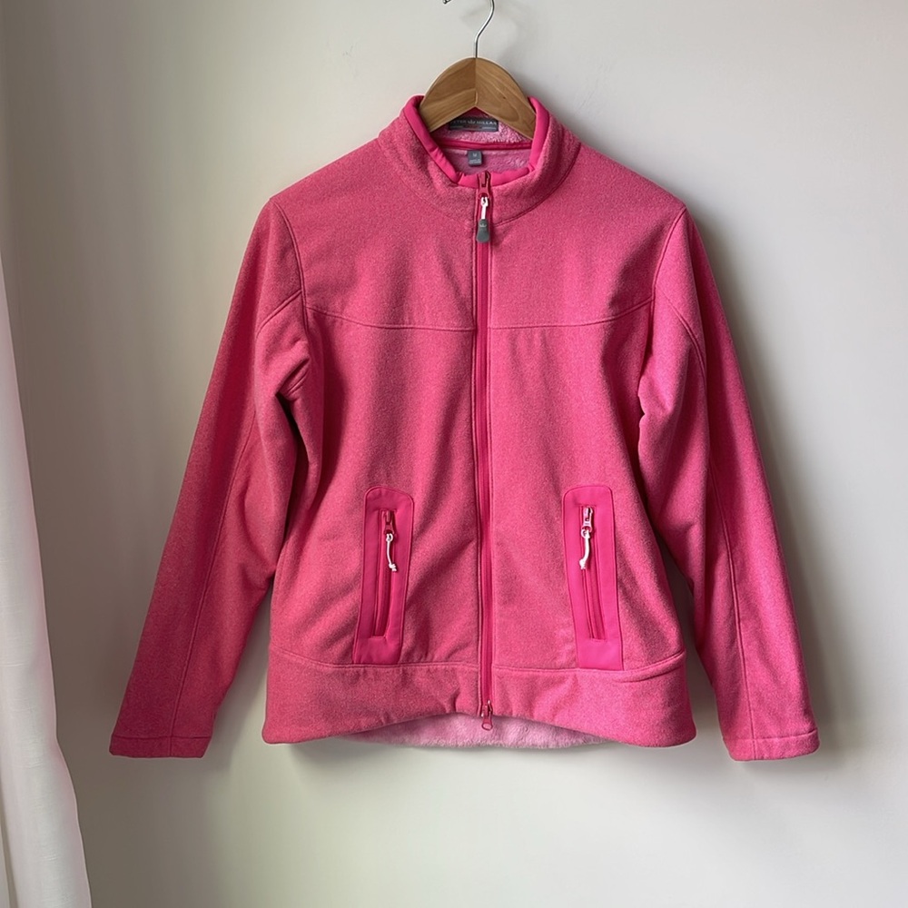 Peter Millar Warmth Womens Full Zip Fleece Lined Jacket Two Way Zip Pink Size M